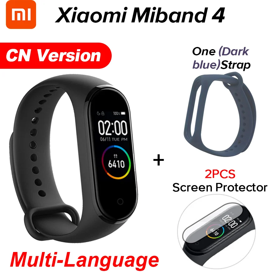 CN Dark Blue N Film Xiaomi mi Band 4 Smart mi band 4 Цвета экран Браслет фитнес-трекер для измерения сердечного ритма Bluetooth 5,0 водонепроницаемый банда4 - Цвет: CN Dark Blue N Film