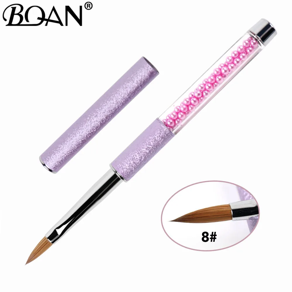 purple size 8 BQAN 1 шт.#8#10#12#14#16#18#20 колинский Соболь акрил#10 кисть для дизайна ногтей УФ-гель Кисть-ручка для резьбы жидкий порошок DIY Рисунок ногтей - Color: purple size 8