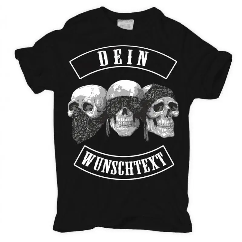 Футболка с нашивкой индивидуальная WUNSCHTEXT Totenkopf Ганг MC Rocker Szene brothy Удобная