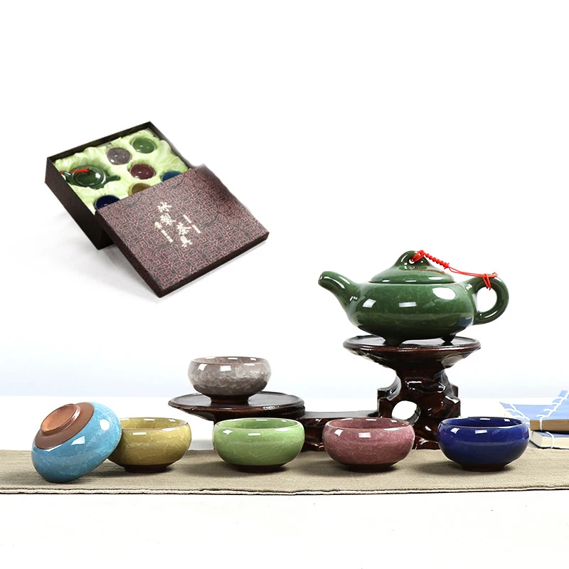 

Чайный набор в китайском стиле кунг-фу, 7 цветов, керамический чайник, чайный набор, фарфоровая чайная чаша, бесплатная доставка