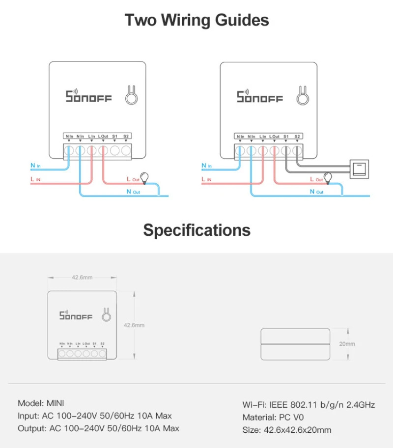 1/10 шт Sonoff Mini R2 DIY умный переключатель маленький Ewelink пульт дистанционного управления Wifi поддержка внешней