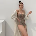 Женский купальник, Цельный купальник в Корейском стиле, монокини с пуш-ап, женские стринги, боди, полный костюм для плавания, пляжная одежда