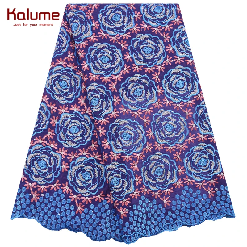 Kalume Fashion Nigerian Swiss Voile Lace Fabric Embroidery African Cotton With Stones For Daily Dress Party F1974 | Дом и сад