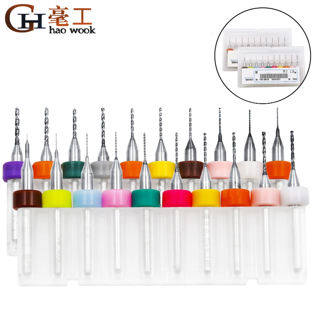 

10pcs/set 0.1mm to 1.2mm PCB Mini Drill Bit Tungsten Steel Carbide for Print Circuit Board cnc Drill Bits Machine