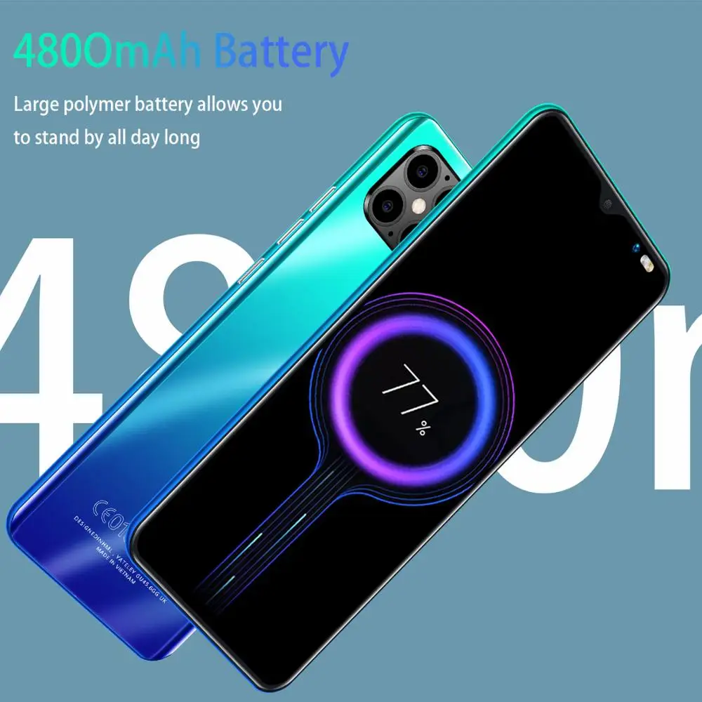 

IP12 mini 5.5 Inch Full Screen 4800mAh Cellphones 4+64GB Face ID Smartphones 3D Glass Plated Cover Andriod Phone 8 Core MTK6889