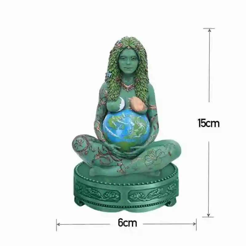 

Earth Goddess Statue 15cm Carved Resin Pregnant Woman Earth Art Statue Office Home Decoration
