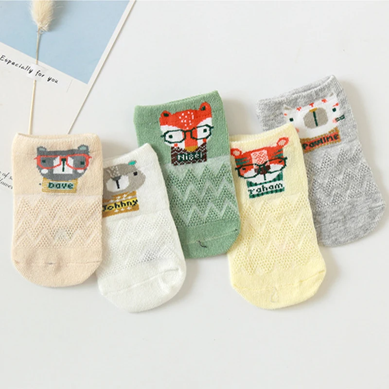 

От 0 до 3 лет 5 пар/компл. Детская летняя одежда с героями мультфильмов из тюля, раздел-одежда кавайные носки для новорожденных, сетчатые мягки...