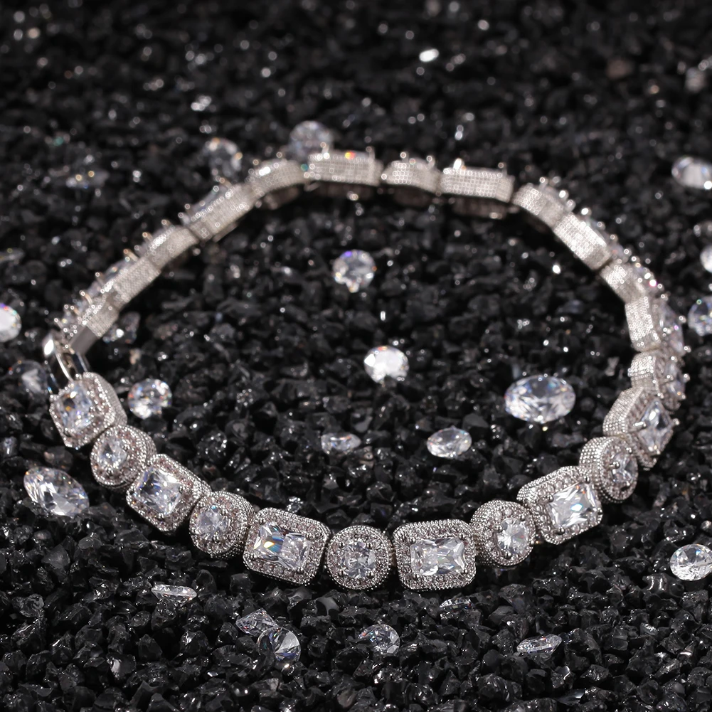 Роскошный микро Браслет BLING KING с кубическим цирконием Микс Круглый и квадратный