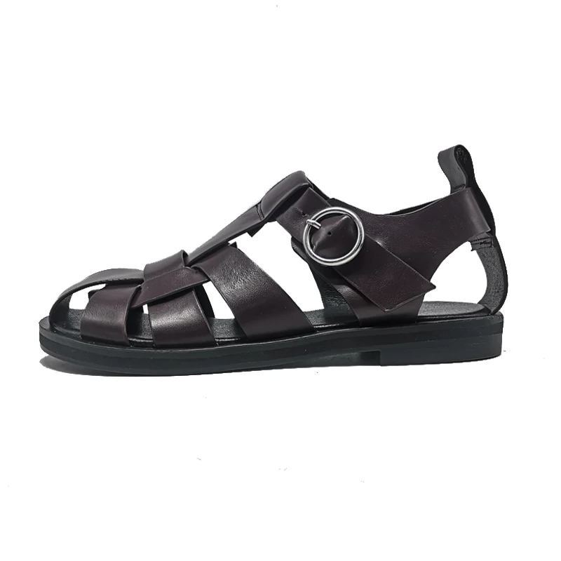 

2021 New Women Real Leather Shoes Summer Sandals Buckle Strap Hollow Out Beach Sandals Cool Ladies Footwear Size 34-42