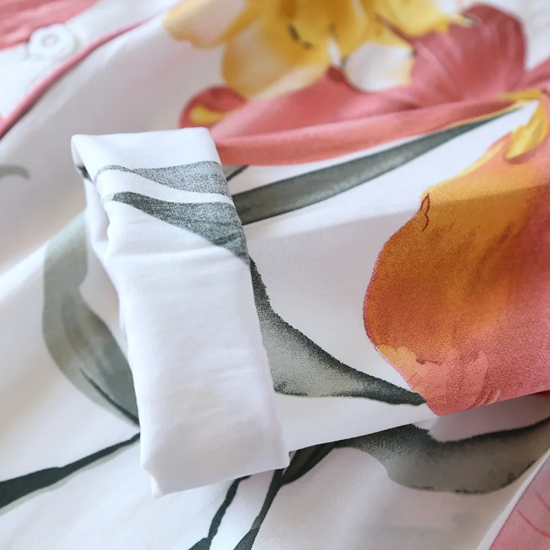 

Super comfortable 2021 ladies pajamas two-piece spring and summer plus size loose viscose long-sleeved home service set kawaii