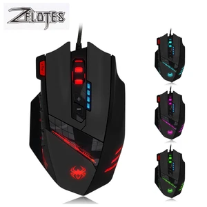 for zelotes ergonomic wired gaming mouse rgb backlight 4 gears adjustable mice 12 buttons usb wired for pc laptop computer gamer free global shipping
