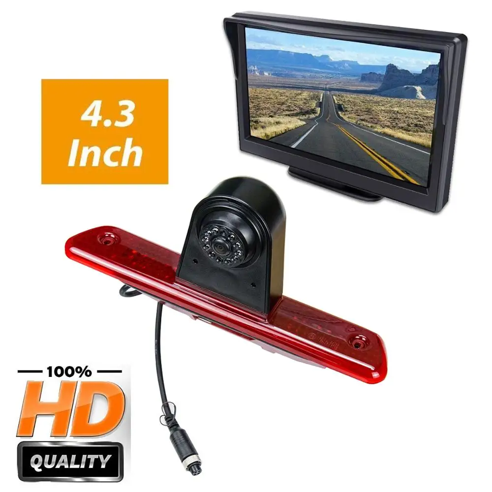 

Freezzmi E9 HD CCD Car Brake Light Rear View Camera for Peugeot Expert Citroen Dispatch Toyota Proace + 4.3 Inch Monitor Kit
