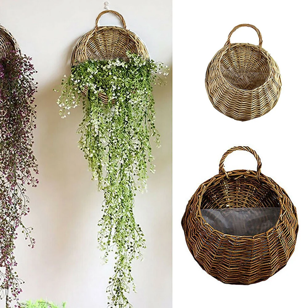 Ротанговая подвесная корзина для растений ручной работы садовый цветочный