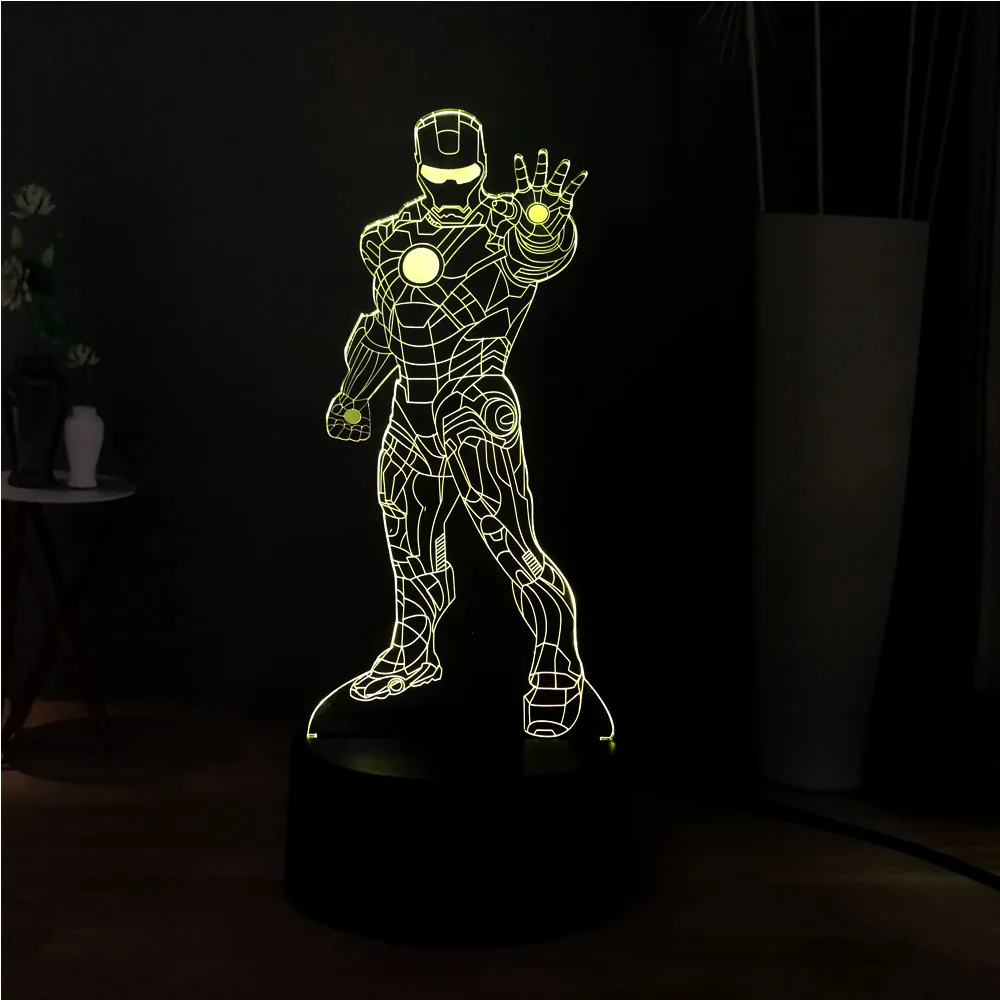 Фигурки Marvel светодиодный ночник RGB7colorful стоящий крутой Железный человек настольная лампа дети кабинет лампа Дети подарок на день рождения праздник