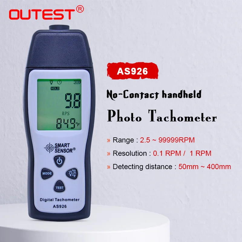 

OUTEST Rotational Speed Meter Digital Tachometer Speedometer Photoelectric Tachometer 100~30000 RPM Tester For Car Motor AS926