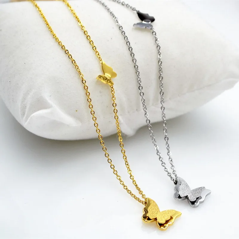 Ожерелья и подвески из нержавеющей стали цвета розового золота с двойной