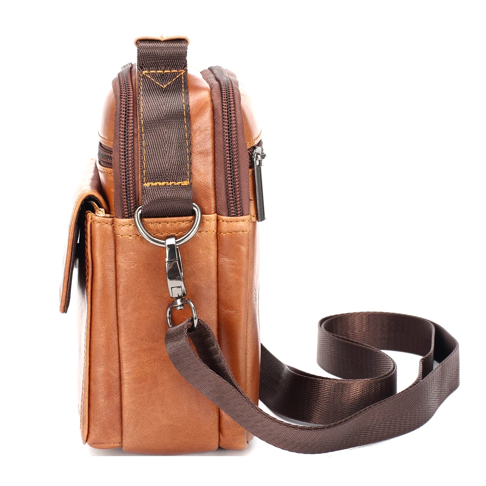 Сумка на плечо с откидной крышкой для мужчин саквояж-мессенджер из натуральной