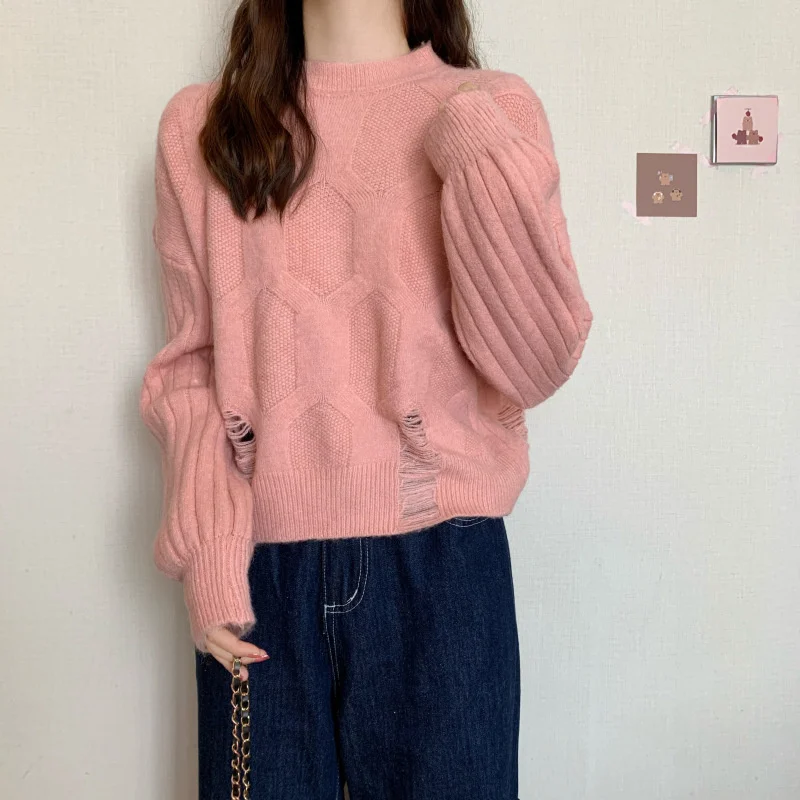 

Женский свитер, Повседневный пуловер, женский джемпер, топы, Женский вязаный свитер в полоску, Осень-зима 2021, корейский стиль