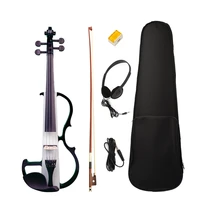 electronic violin professional solid wood 44 full size silent electric violin set for violinist students beginners blackwhite