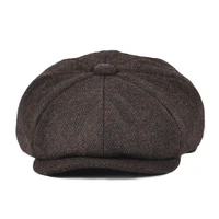 botvela newsboy cap for men women wool blend tweed herringbone 8 panel apple caps cabbies hat woolen headpiece beret hats 005