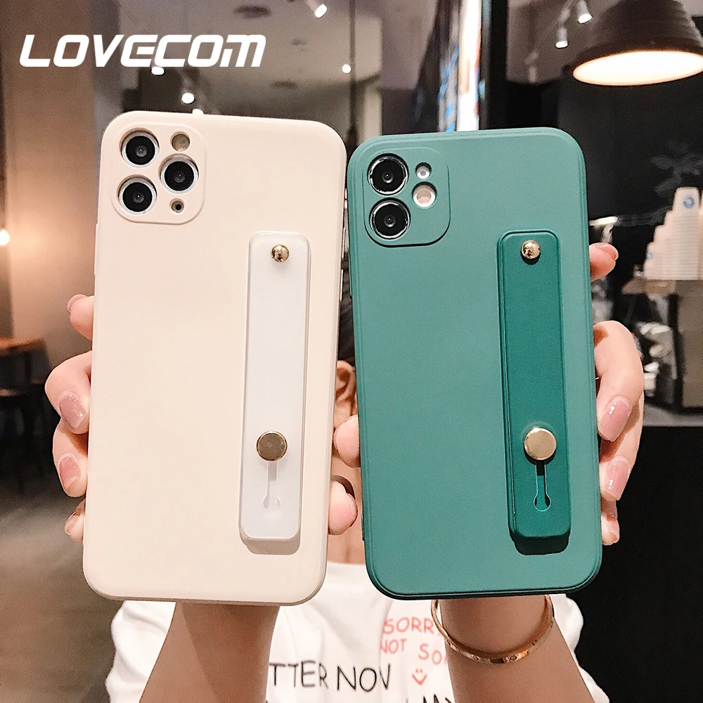 Квадратный однотонный чехол LOVECOM для телефона iPhone 12 11 Pro Max XR XS 7 8 Plus X мягкий