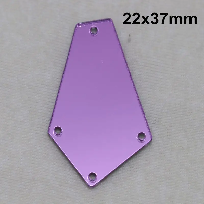 A04-22x37 Фиолетовое акриловое зеркало пришивные стразы DIY Flatback зеркальные акриловые пришивные стразы с отверстиями для шитья - Цвет: A04-22x37