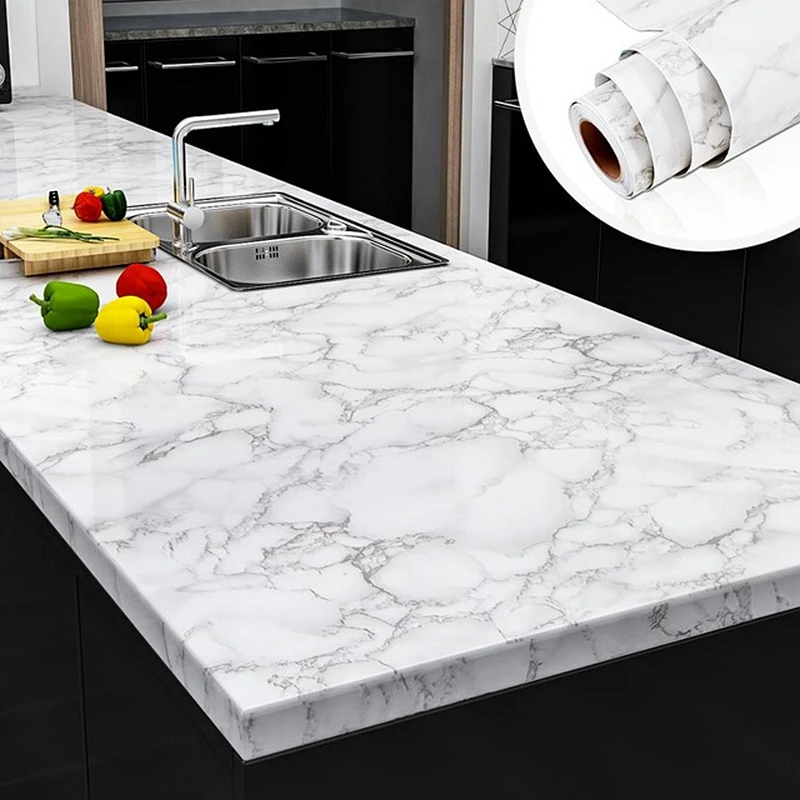 

3M/5M/10M Kitchen Marble Contact Paper PVC Wallpaper Marble Countertop Stickers Bathroom Self Adhesive Waterproof Wall Stickers