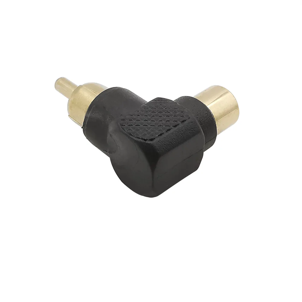 L-образный разъем RCA черный 90 градусов прямоугольный штекер-гнездо M/F аудио AV