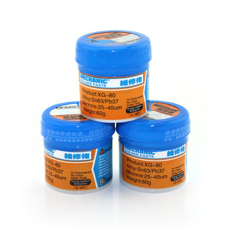 

MECHANIC BGA CPU LED Solder Tin Paste 183 Melting Point Welding Flux Soldering Cream Sn63/Pb37 Repair Rework XG-50/80