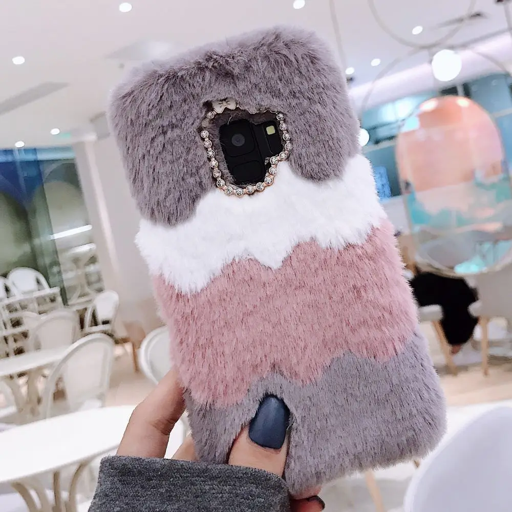 LLZ.COQUE плюшевый Пушистый Зимний чехол из кроличьей шерсти для Samsung Galaxy A6 A7 A8 J4 Plus A51