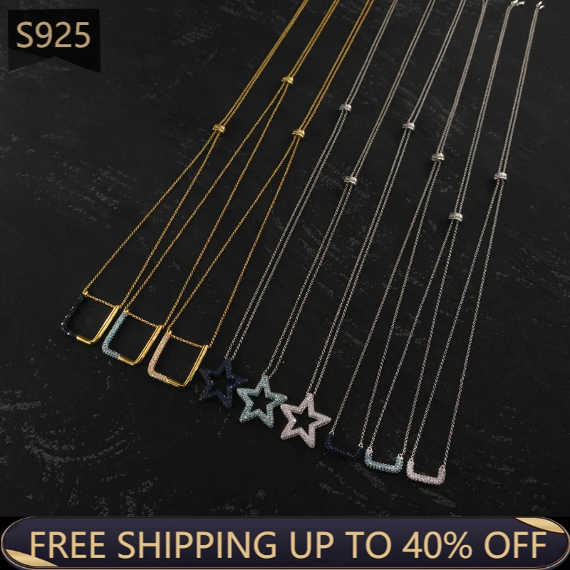 

925 Sterling Silver Adjustable Necklace Original Luxury Brand Monaco Jewelry Wild Fashion Jewelry Valentine's Day For Women Gift