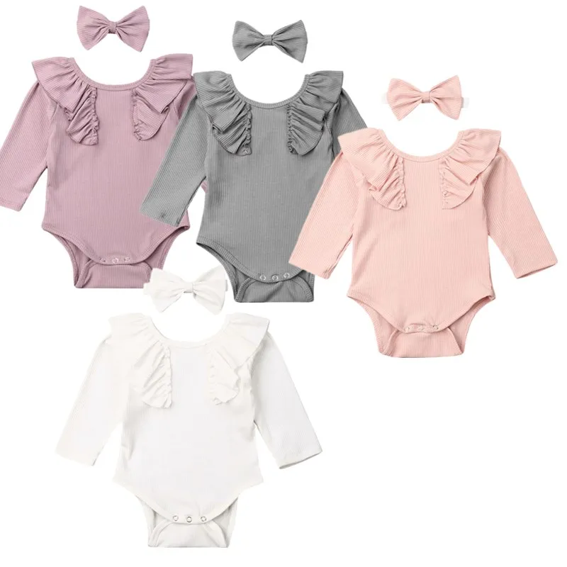 Новый комплект осенней одежды для маленьких девочек из 2 предметов однотонный