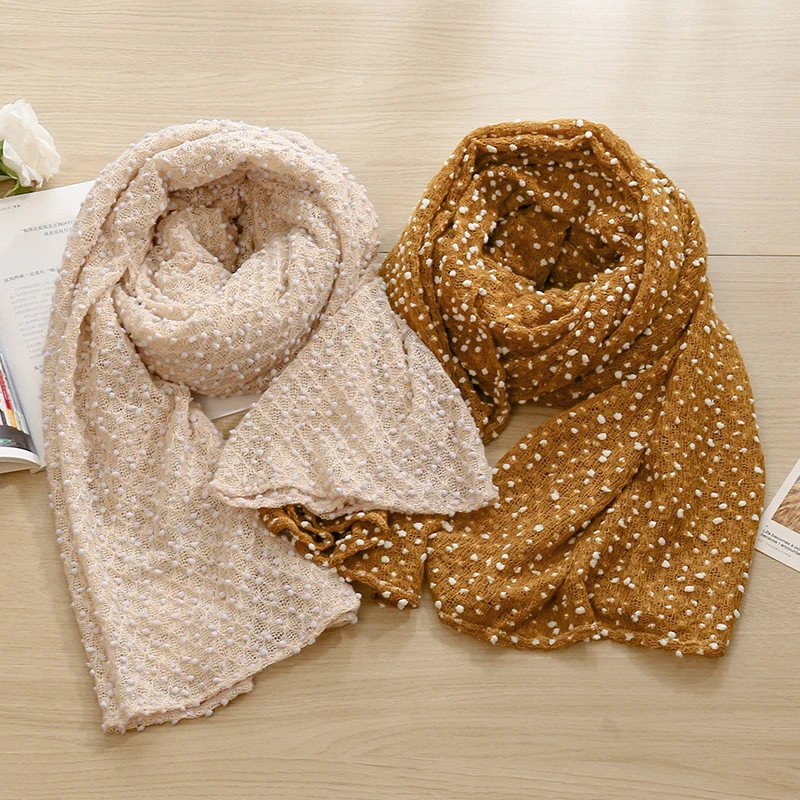 

Осенне-зимний женский шарф в стиле Харадзюку, модная однотонная Дамская шаль в горошек, накидки, 80*200 см