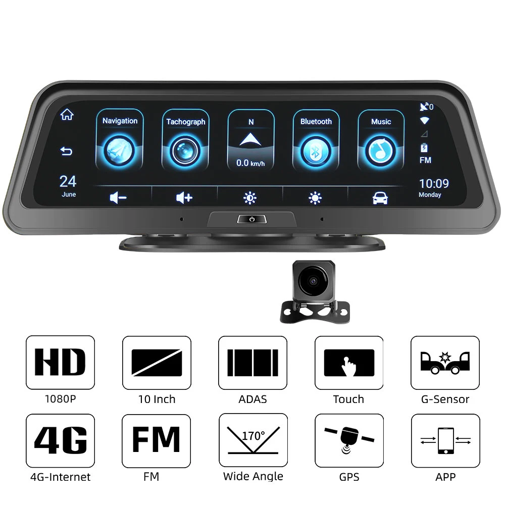 

Car Dvr 4G ADAS Dash Camera Android 10'' Rearview Mirror Camera GPS WiFi Parking Monitor Recorder Dash Cam E98