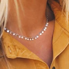 Ожерелье с круглыми блестками женское, простая винтажная цепочка золотистого и серебристого цвета, подарочное Ювелирное Украшение, 2020