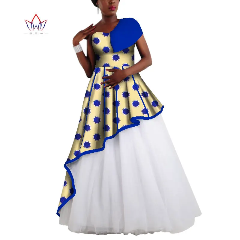 

African dresses for women 2021 new fashion Lace Long Ankara robe Clothing Print African Women's Party Outfits bazen riche WY944