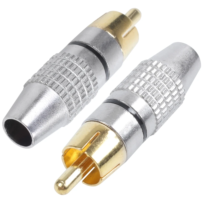 AAAE Top 2pcs RCA штекер адаптер аудио Phono позолоченный припой разъем золото +