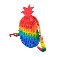 10pcslot push children popper its rainbow pineapple shoulder bag fidget toys popits push bubble coin purse relieve fidget toys