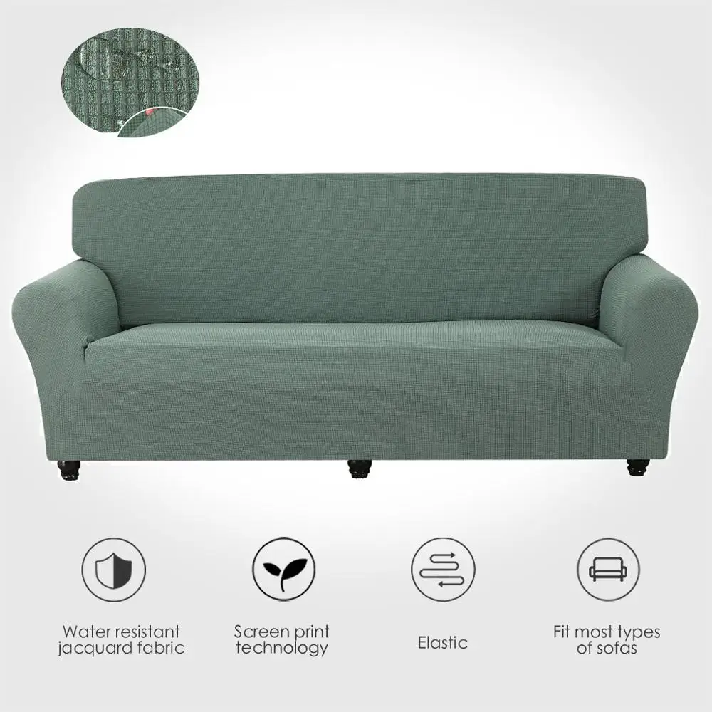 

ARICK Jacquard Water Resistant Sofa Cover Sofa Slipcover Elastic Plain Color Sofa Cover for Living Room 1/2/3/4 Places