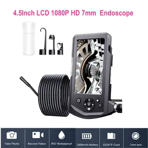 Industrial Endoscope Borescope Camera 1080P HD 7mm Video Inspection Camera with 4.5 Inch IPS Screen IP67 Waterproof Snake Camera