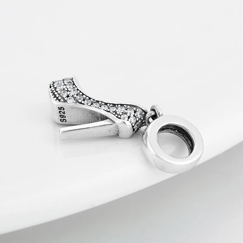 Красивый браслет из стерлингового серебра 925 пробы с блестящими прозрачными