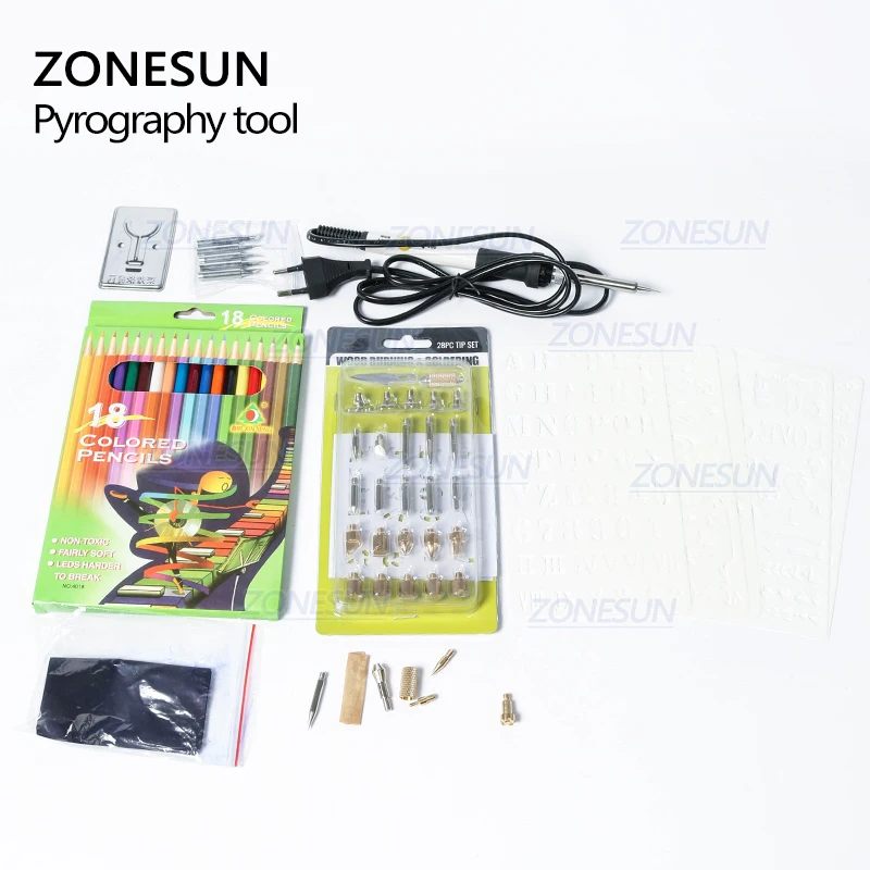 ZONESUN Hot Foil Stamping Soldering Iron Carving Pyrography Tool Wood Embossing Burning Pen Set Welding Tips Kit | Инструменты