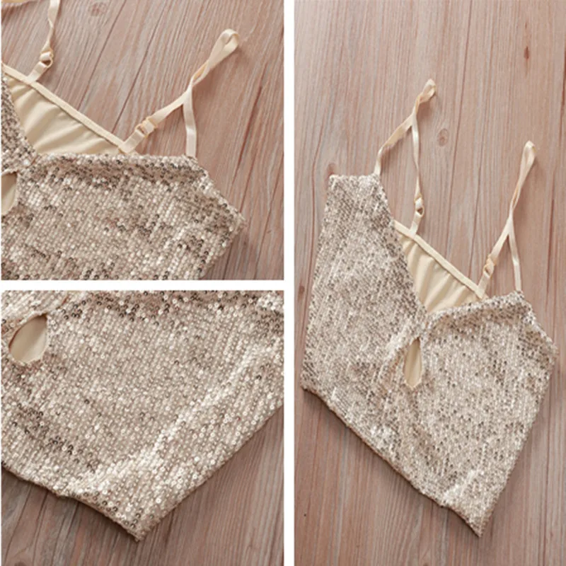 Женская майка с блестками повседневный короткий топ без рукавов глубоким