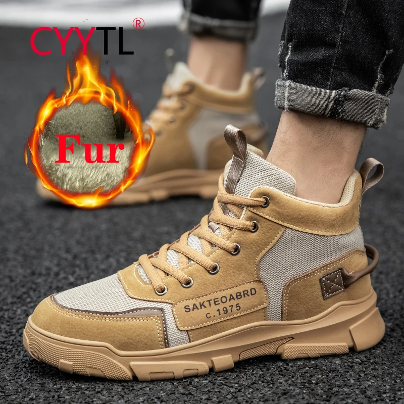 

CYYTL Fashion Hot Style Running Style Men's Retro Boots Outdoor Casual Shoes Motorcycle Warm Winter Non-slip Hommes Bottes