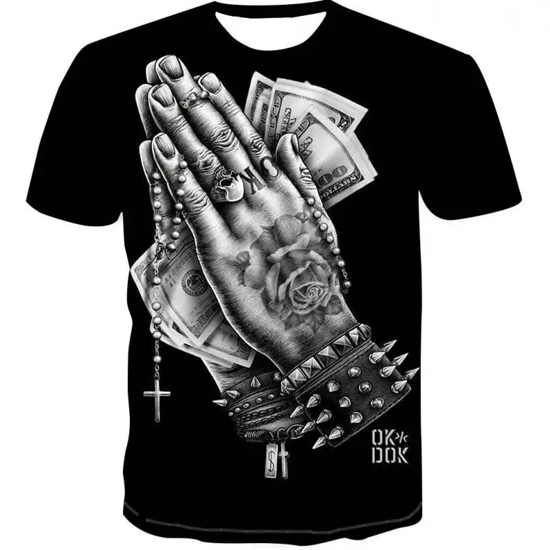

Creative Two-handed Dollar Bill 3d Printing T-shirt Short-sleeved T-shirt Male Casual Loose Half-sleeved Oversized T-shirt S-6XL