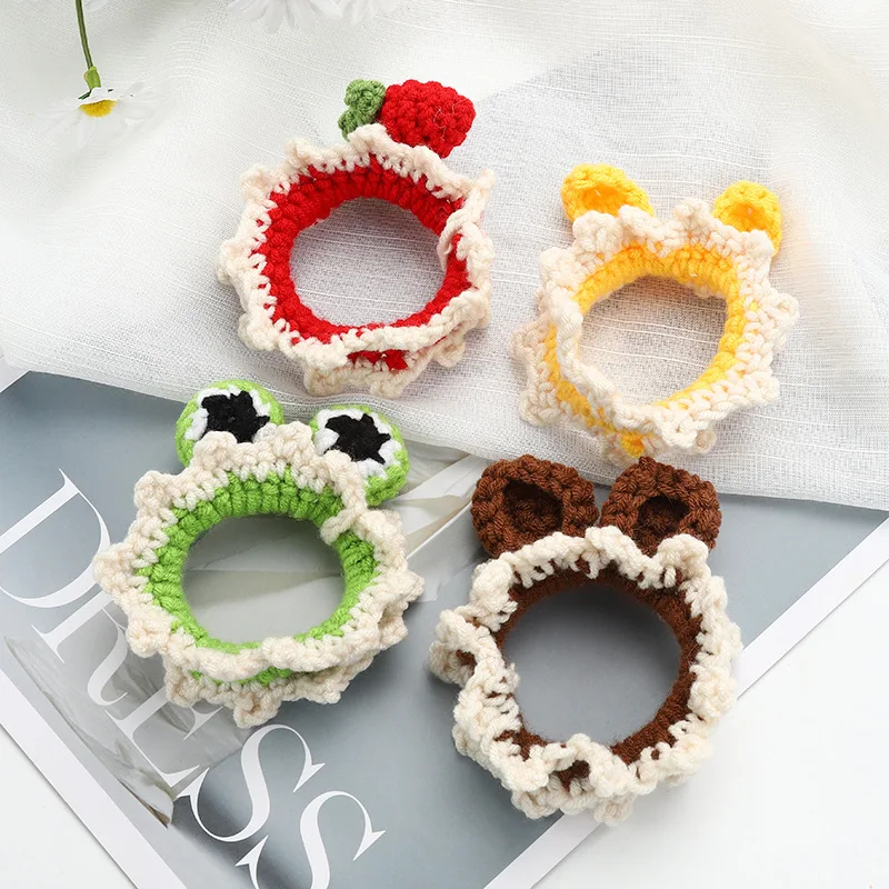

Cartoon Animal Knitted Elastic Hair Bands for Women Crochet Scrunchies Sweet Girls Woolen Ponytail Holder Hair Ties Accessories