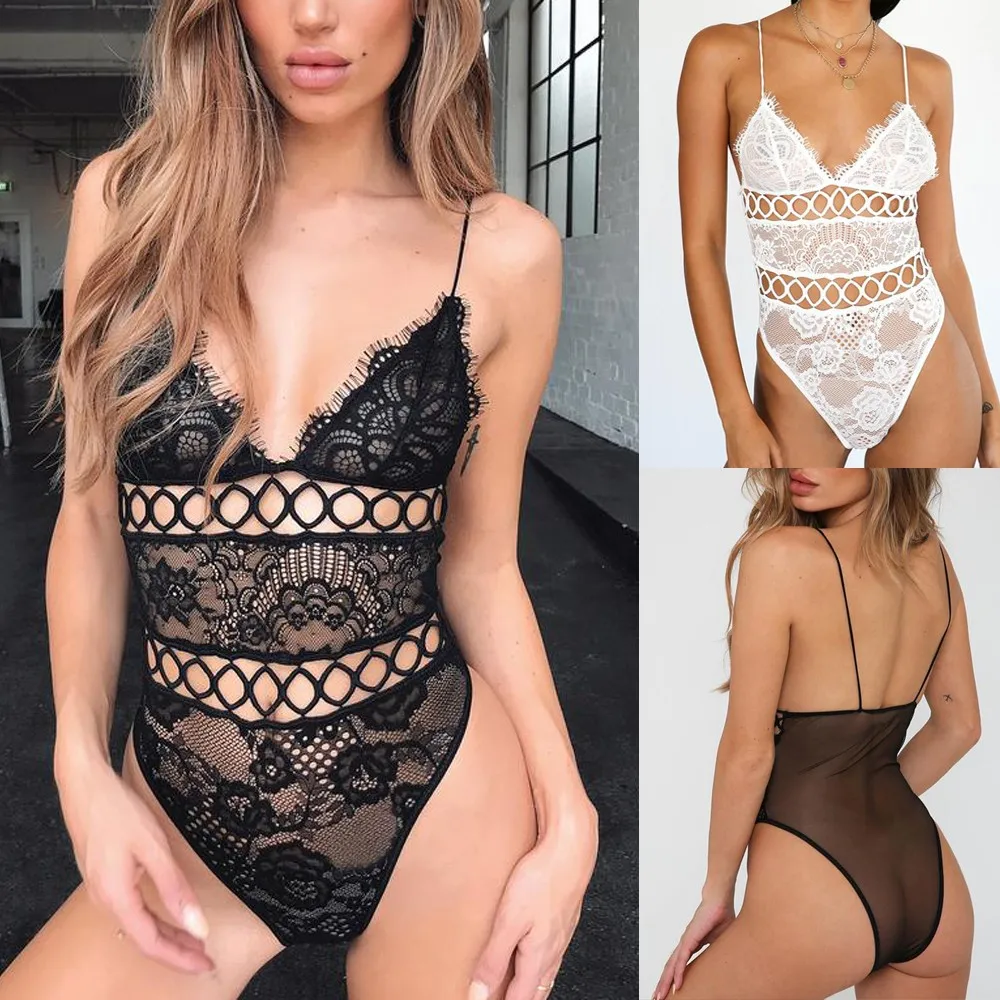 Пикантные Для женщин белье Одна Деталь Ночная сорочка комбинезон с v-образным