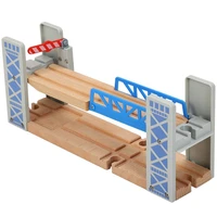 wooden double deck bridge overpass toy diy train tracks railway scene accessory
