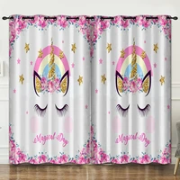 colorful cartoon bedroom living room decoration curtain background decoration cloth pink curtains luxury 2