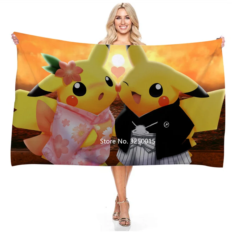 Желтое быстросохнущее пляжное полотенце из микрофибры с 3D-принтом для девочек |